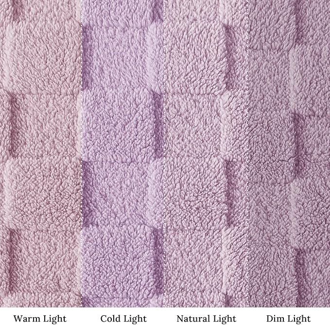 Exclusivo Mezcla 3D Checkered Fleece Queen Blanket for Bed, Light Purple | Super Soft and Cozy Fluffy Blanket, Lightweight, Breathable, Decorative Blanket for Living Room, Bedroom, All Season, 90"x90"