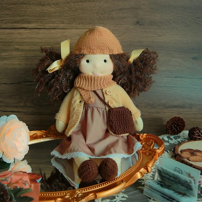 Waldorf Doll - Handmade Plush Collectors Doll for Kids Birthday Present, 12" Dotty