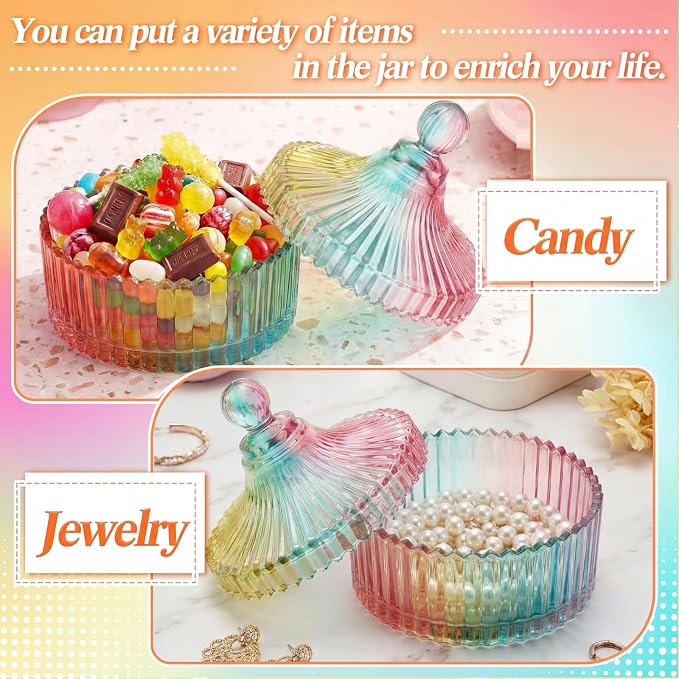Extra Large Body Powder Puff and Container, 5.5'' Crystal Container with 5.3'' Oversize Dust Powder Puff Washable Reusable Face Body Glitter Wet Dry Makeup Gift(Colorful)