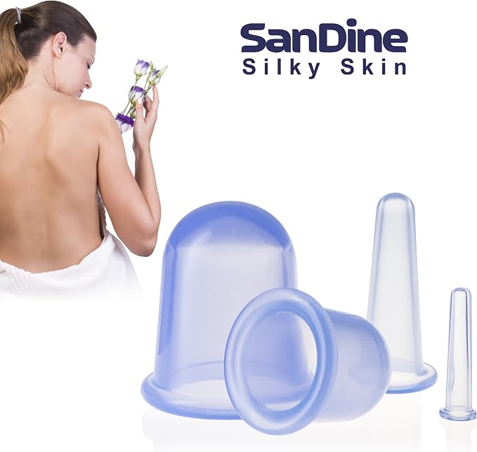 Body Cupping Therapy Sets - Sandine Face Cupping Set - Facial Cupping System - Silicone Massage Cups - Cupping for Cellulite Kit - Ideal to Shape Your Cheeks, Chin by Sandine (Blue)
