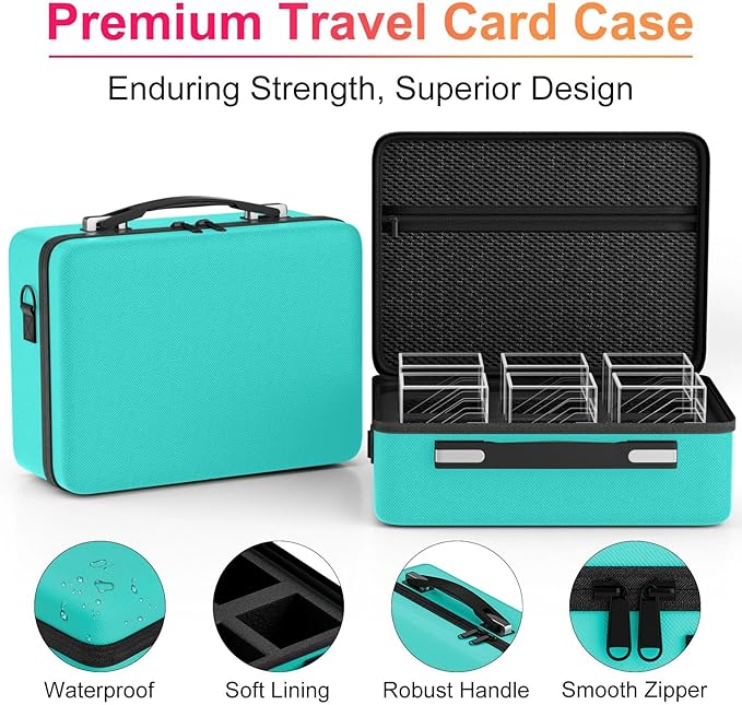 Proijeut Card Deck Box with Portable Case, 6 Pack Clear Commander Deck Box with 6 Dividers, Holds 600+ Double Sleeved Cards, Fit for MTG, YuGiOh, TCG (Green)