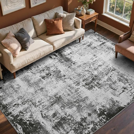6x9 Ft Large Area Rugs for Living Room, Soft Non-Slip Washable Rugs Modern Abstract Pattern Carpet for Bedroom Indoor Floor Nursery Home Decor (Grey)