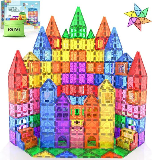 118PCS Magnetic Tiles, Magnet Building Blocks, Kids Toys for Ages 4-8 5-7, STEM Educational Construction Toys for Toddlers, Birthday for 3 4 5 6 7 8 Year Old Boys and Girls