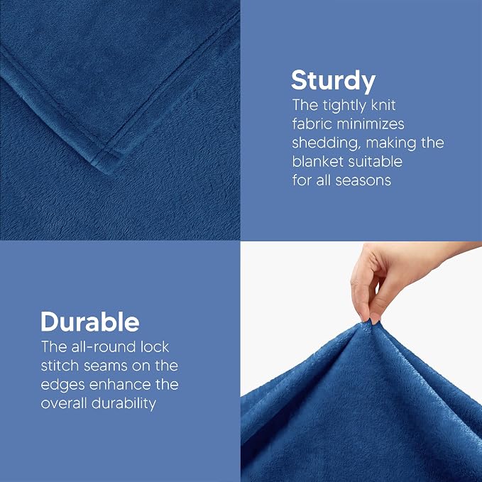 Utopia Bedding Soft Fleece Bed Blanket Twin Size Royal Blue (60x80 Inch) | Microfiber Plush Warm Lightweight Breathable Cozy Blanket Anti-Static, All Season Use, Gift for Women and Men