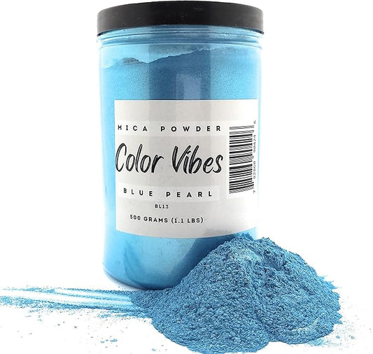 Pearl Mica Powder Pigment Dye - 500 Grams (1.1 lbs) - Best Bulk Price for Fine Arts, Crafting, Painting, Bath Bomb Soap Candle Slime Jewelry Making, Epoxy Resin, Woodworking (Blue BL13)