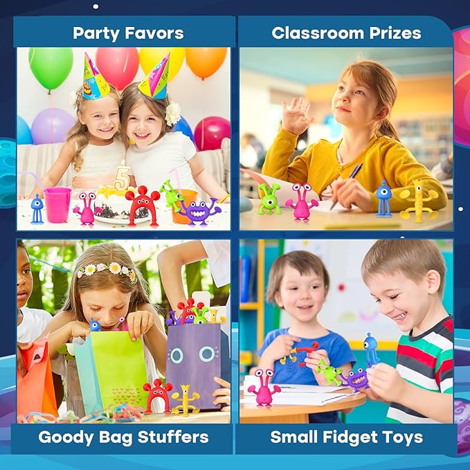Suction Toy Toddler Bath Toys: No Hole Bath Toy for Boys Girls - 18PCS Sensory Fidget Toys for Kids - Baby Window Building Toy Gooide Bag Stuffers - Travel Gifts Easter Basket Stuffers Egg Fillers