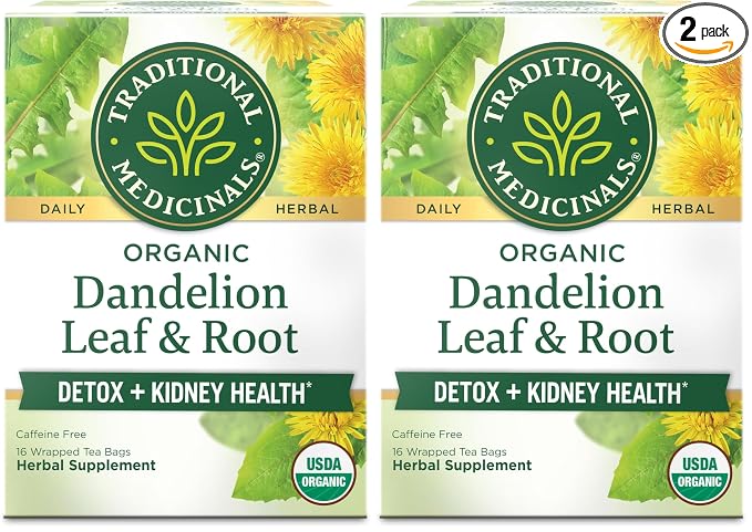 Traditional Medicinals Dandelion Tea, Tea Bags, 16 Count | Organic | Leaf & Root | Pack of 2 | Supports Digestion