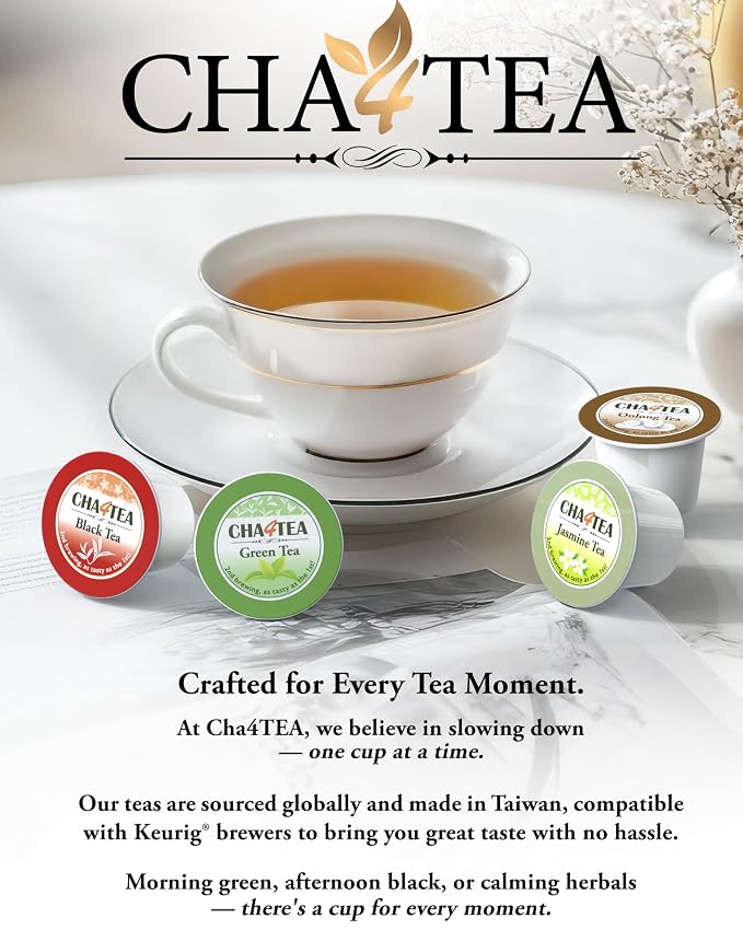 Cha4Tea 36-Count Pure Chamomile Herbal Tea Pods Compatible with Keurig Brewers - Bedtime/Sleep-Well/Nightly Calm/Relaxing Tea