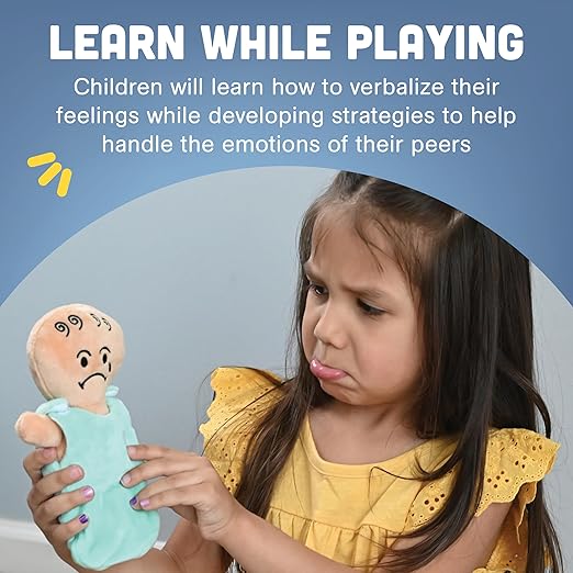 Constructive Playthings 6-Piece Expression Plush Baby Dolls Set for Social Emotional Learning, Plush Multicultural Sensory Cloth Babies Toy Set, Multicolor