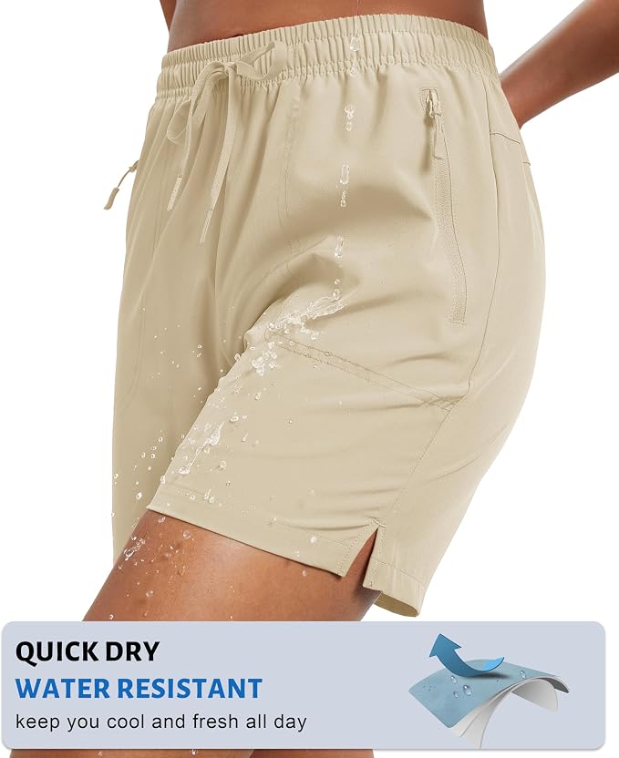 MAGCOMSEN Women's 5" Hiking Shorts UPF 50+ Quick Dry Lightweight Athletic Running Golf Summer Casual Shorts with Pockets