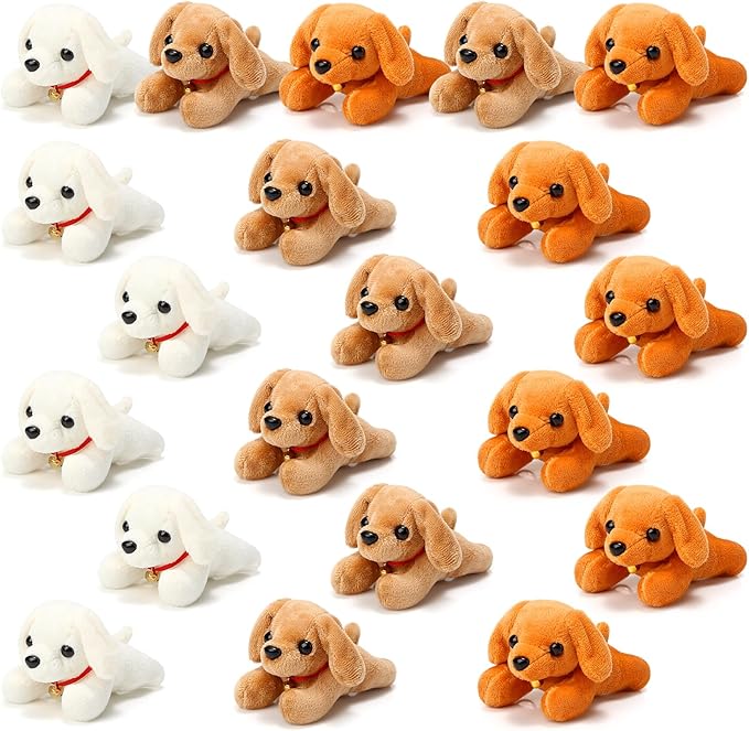 Sosation 20 Pcs Mini Stuffed Animal Dog Bulk Adopt a Puppy Favors Soft Puppy Gift Party for Kids Graduation Birthday Party Charity Donation Classroom Goodie Stuffer (Simple Style,Delicate Color)
