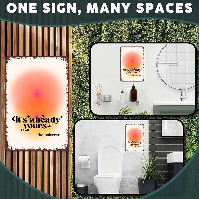 8x12 Inch Aluminum Poster, It's Already Yours Motivational Quote Wall Art, | Warm Gradient Aesthetic Wall Decor for Home Living Room Bedroom, Vintage Metal Print Decoration