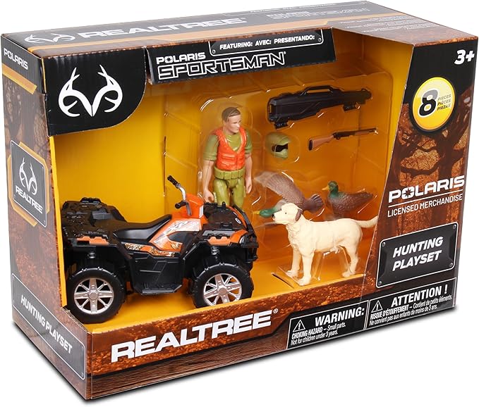 NKOK 1:18 Realtree 8 Piece Polaris Sportsman Duck Hunting Playset, Allows Children to Pretend Play and Use Their Imagination, Hunting Playset, for Ages 3 and up