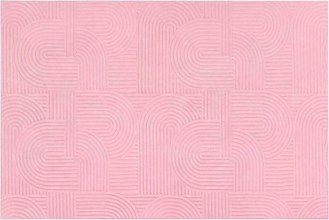 Pauwer 6x9 Area Rugs for Living Room, Modern Non Slip Washable Rug, Pink | Arch Pattern, Soft Fluffy, Neutral, Boho Accent, Solid Color Floor Carpet, For Kids Room Dining Room Nursery Entryway