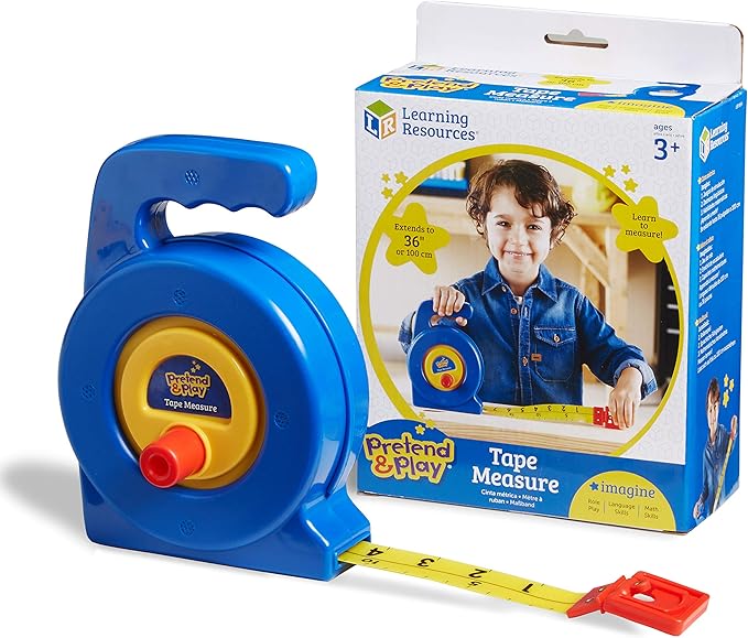 Learning Resources Pretend Play 3" Long Tape Measure - Ages 3+ Kids Measuring Tape, Measuring Tape Retractable, Educational Toys for Kids