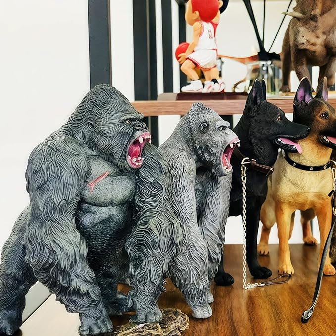 Gorilla Toys with Realistic Rock Action Figure Rampage Gorilla Fight Mode Gorilla Ape Solid Wild Animal Figurines for Role Playing Story Telling Toy and Birthday for Kids