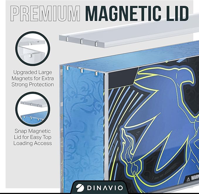 Dinavio Crafthouse Acrylic Display Case for Mega CHARZRD X ex Ultra-Premium Collection UPC and 151 UPC - Magnetic Lid 8+5mm Acrylic with N52 Magnets - Compatible with Mega Charzrd X ex UPC and 151 UPC