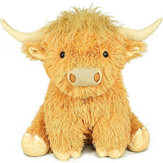Highland Cow Weighted Stuffed Animals, 4 Lbs Yellow Highland Cow Plush 13.7 Inches, Surprise Weighted Stuffed Animals Gift for Kids Birthdays, Halloween, Christmas (Yellow)