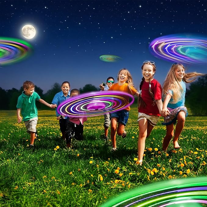 M.best 24 Sets LED Flying Set, Fun Flying Saucers Toys for Kids with Flashing Lights, Flying Toy Outdoor Toys Glow in The Dark Party Supplies Party Favors for Kids 4-8 8-12