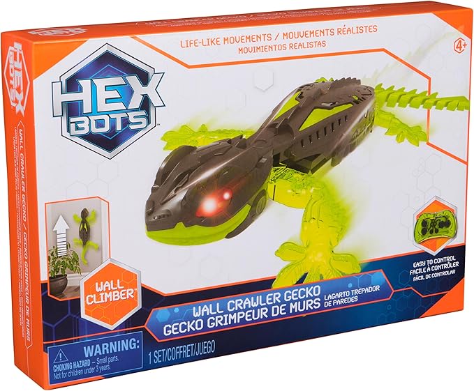 HEX BOTS Wall Crawler Gecko, Rechargeable Remote Control Robot Kids Toys, Climbs up Walls, RC Robot Toys for Boys & Girls Ages 4 & Up