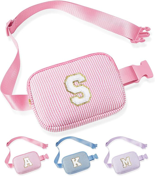 YOOLIFE Initial Crossbody Bag Belt Bag | Fanny Pack Valentines Gifts for Daughter Sister Friends | Gifts for Girls | Personalized Gift for Women | Belt Bag Fanny Pack Pink S