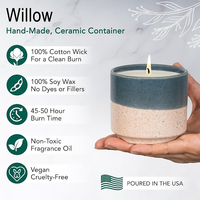 Hyggelight - The Growing Candle, Lilac Scented Aromatherapy Candles, 8.5oz Pot, 100% Soy, Willow