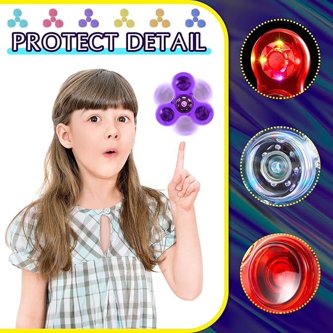 Lewtemi 20 Pcs Fidget Light up Spinners Bulk LED Hand Fidget Adults Glow in The Dark Spinners Party Birthday Gifts Goodie Bag Stuffers Back to School Classroom Prize Return