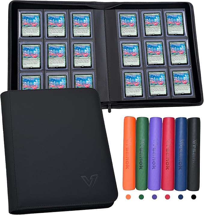 Top Loader Binder 9 Pocket,Holds 324 Top Loaders,Toploaders Binder 9 Pocket for 3" x 4"Rigid Cards,Double Sided Card Binder Abulm in 3"x4"Toploaders for Trading Cards