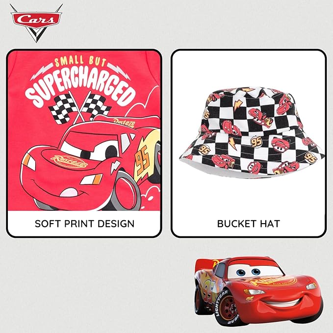 Disney Baby Romper and Reversible Bucket Sun Hat Outfit Set Newborn to Infant Sizes (Newborn - 24 Months)