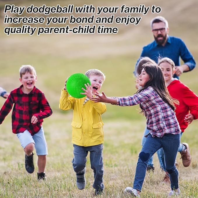 6 Pcs Dodgeballs 8.5 Inch Playground Ball 3 Colour Kickball Inflatable Rubber Handball Bouncy Dodge Ball with 1 Hand Pump for Outdoors Games Gym Camps Picnic (Needle is at The Top of The Pump)