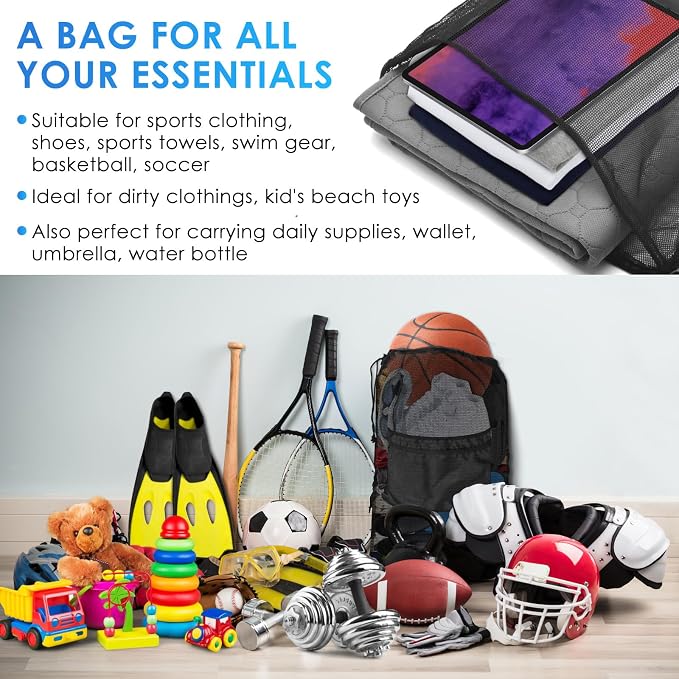 BROTOU Drawstring Backpack Gym String Bag with Pocket for Men Women Heavy Duty Mesh Bag Sport Equipment Bag for Swimming Yoga Beach Laundry