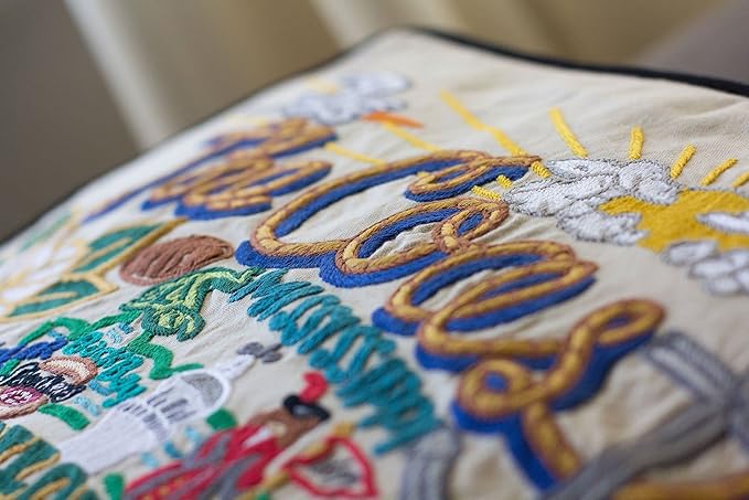 Catstudio Mississippi Coast Embroidered Decorative Throw Pillow