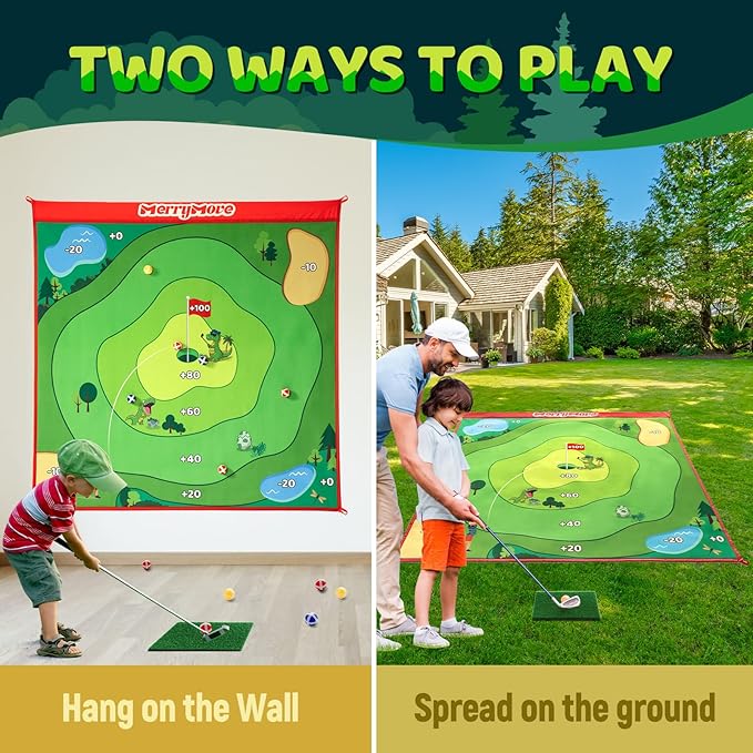 Golf Game Set- Includes 1 Chipping Game Mat 60''x60'', 20 Grip Balls, for Indoor Outdoor Backyard Golf Practice Training(Club Not Included)