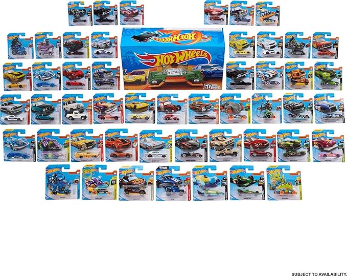 Hot Wheels Toy Cars & Trucks, 50-Pack of 1:64 Scale Vehicles, Individually Packaged (Styles May Vary) (Amazon Exclusive)