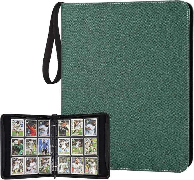 GERMUN 9 Pocket Card Binder, Premium Zip Trading Card Binder, 720 Double Sided Pocket PU Card Collection Binder, Collector Card Album, Card Folder for MTG, TCG, Sports Cards, Game Cards (Dark Green 1)