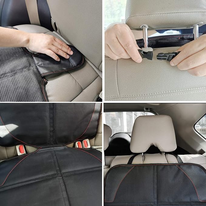 MORROLS Car Seat Protector for Child, Baby, Pets -1 Pack car seat Cover with Thick Padding- Waterproof Universal Size with Mesh Pockets (Black)