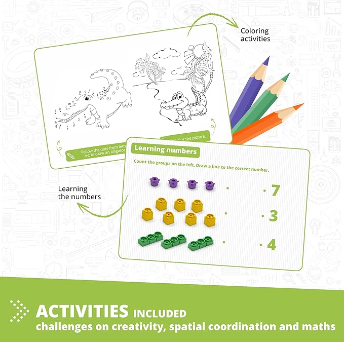 Engino QBOIDZ, Alligator Adventure, Building Blocks for Ages 3+, STEM Kit, Preschool Educational Toys for Kids, Engaging Kids Learning, Montessori Toys for Boys & Girls (5 Models)