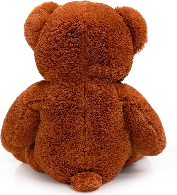 BigTeddy Bear Stuffed Animal Giant Teddy Bear Plush with Red Ribbon Bow Plush Toy Gift for Girlfriend Bride 36 inch Brown