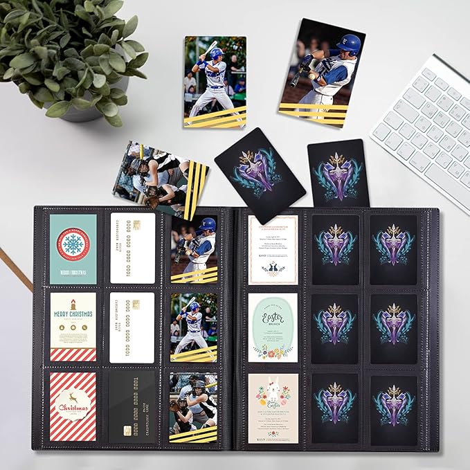 Card Binder, 360 Pockets Upgraded Trading Card Binders, Cards Collection Binder 9 Pocket, Side Loading Yugioh Binder Book Holder for MTG, TCG, Sport, Football, Baseball Collector Cards - Black