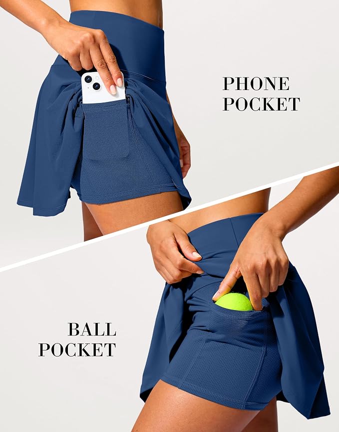 14" Tennis Skirt Golf Skorts with Pockets Tummy Control Shorts Pleated Skirts for Women Athletic Dressy Casual