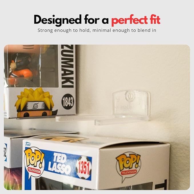 Modern JP Adhesive Display Shelf for Funko Pop Boxes (32-Pack) – Clean Mount for Funko Pop Display – Easy Adhesive Install – Box-Safe, No-Drill Setup – Black