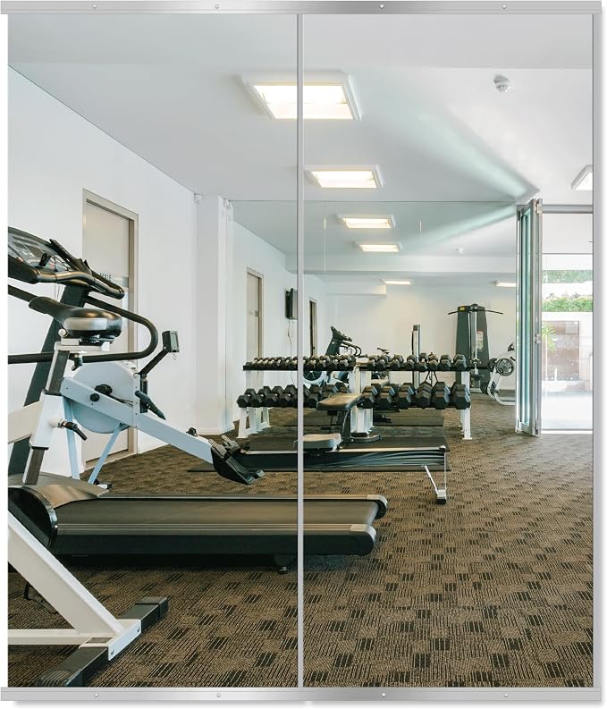 Delma Home Gym Mirror, 60''x25''x2PCS Silver | Large Full Body, Tempered Glass Frameless, Wall-Mounted, For Gym, Yoga, Garage, Bedroom, Bathroom