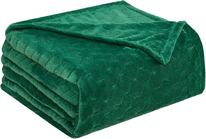 Fleece Blanket Super Soft Cozy Throw Blanket 50" x 60", Lightweight Fuzzy Comfy Textured Flannel Blanket Warm Plush Throw Blankets for Couch, Sofa, Bed, Emerald