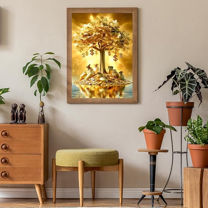 Puzzles for Adults 500 Pieces, Fortune Tree Jigsaw Puzzles - Golden Money Tree, Impossible Money Puzzle for Seniors Families,20.47x14.96 inches, 1:1 Poster, Letter on The Back