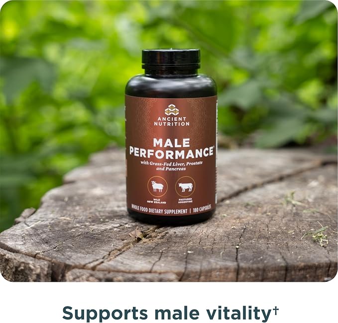 Ancient Nutrition Organ Supplements for Men, Grass-Fed and Wild Organ Complex Capsules, Liver, Prostate, Pancreas Supports Male Performance, Healthy Aging, 180 Ct