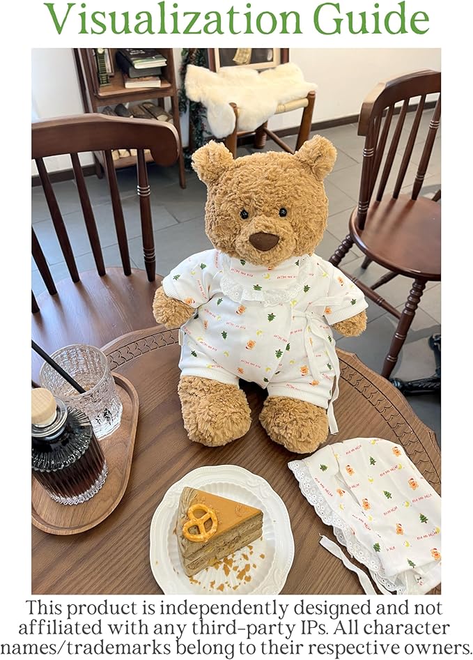 14-16''/36cm Plush Toy Bib-Style Pajama Set + Bear Romper for Chubby Teddy Bears & Bartholomew Bears(NO Doll)