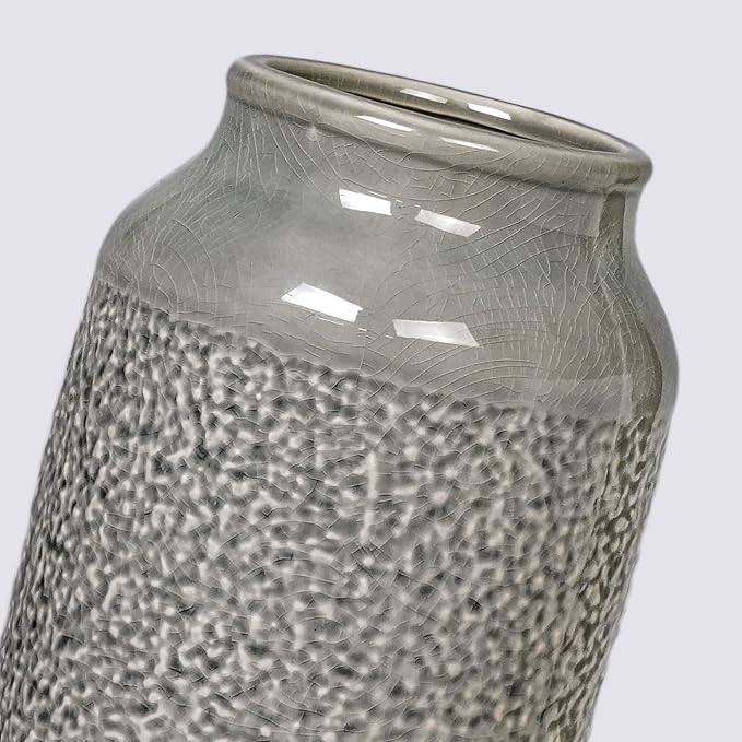 Ceramic Vase for Home Decor, 9 Inch Minimalist Decorative Vases for Flower, Centerpieces, Bookshelf, Tabletop, Living Room, Bathroom, Entryway, Coffee Table Decor, Grey