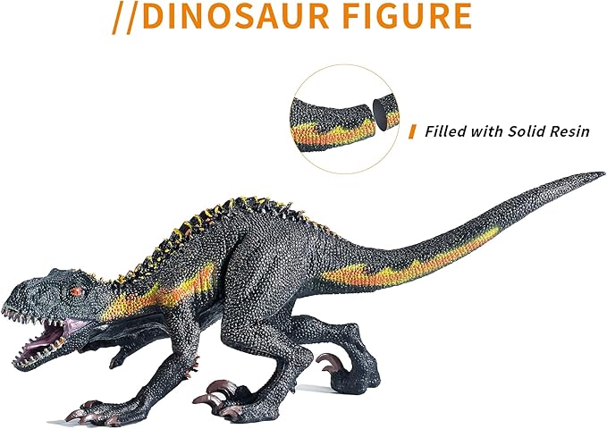 Large Realistic Tyrannosaurus Rex Toy, 15.7 inch and 11 inch T-REX Dinosaur Colletion, Kids' Play Dinosaur & Prehistoric Creature Figures with Moveable Jaw, Red, Ages 8+