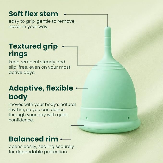 SHORDY Active Menstrual Cups - Reusable Period Cups Small & Large | Easy removal, medical grade silicone, Day & night leakproof, Active lifestyle, Pads & disc alternative Copas menstruales