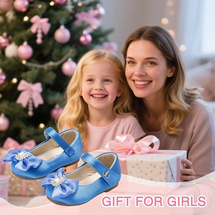 THEE BRON Mary Jane Ballet Flats - Girls' Dress Shoes with Hook & Loop Closure